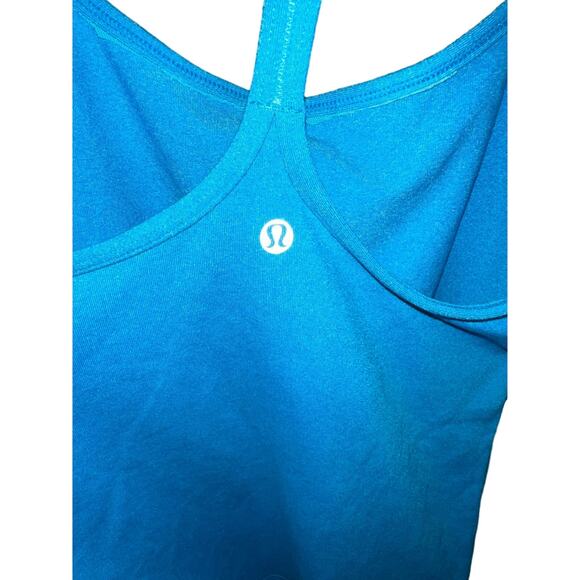 womens Lululemon spaghetti strap tank top built in bra size M bright blue - Picture 3 of 5